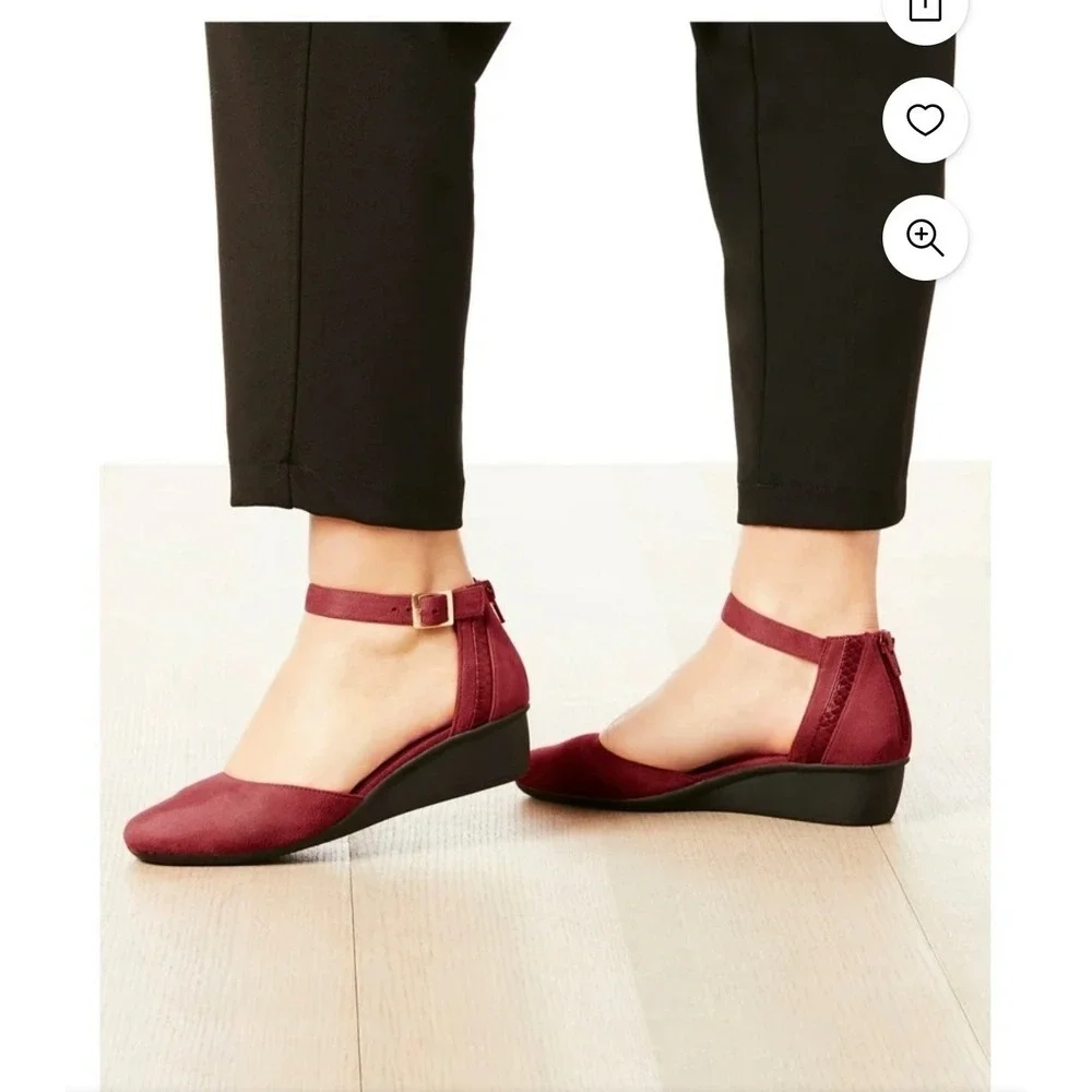 Suede‎ Wedges with Zip Back Closure Stable Heel Technology Women's